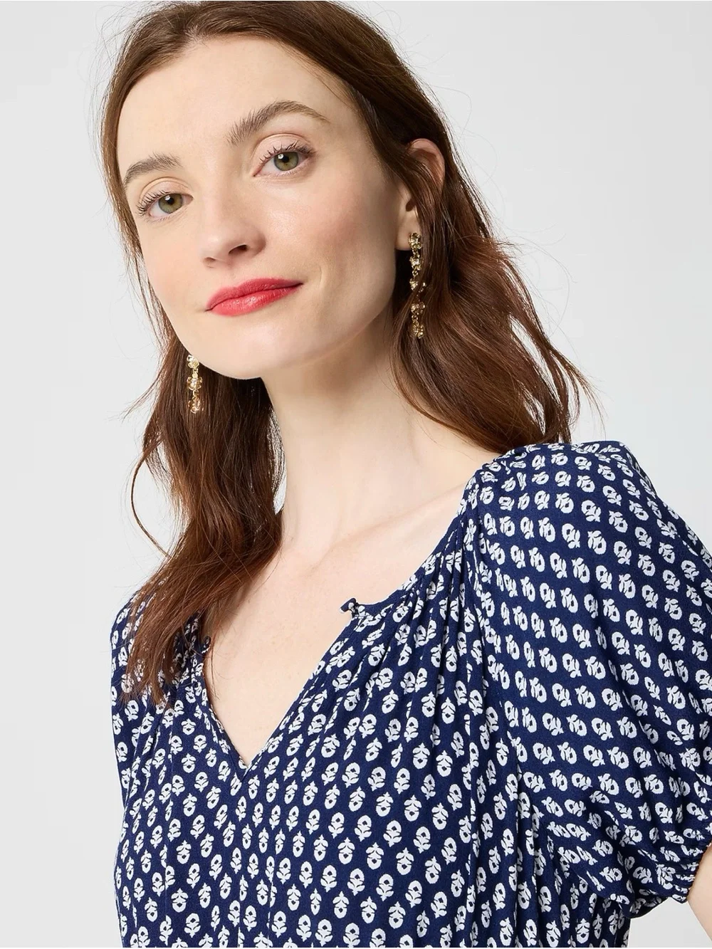 J.Crew Block-print midi dress Antique Navy Floral XXSP 2XSP NWT Puff Sleeve